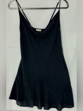 Itimately Free People Black Cowl Neck Slip Dress Ruffle Hem Size S